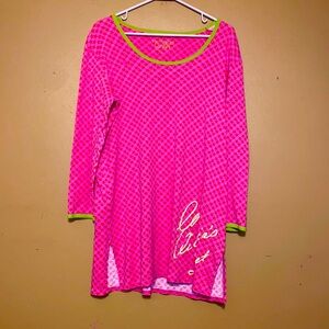 Vintage Victoria's Secret Medium Pink Green Trim Stars 32" Gown Love VS